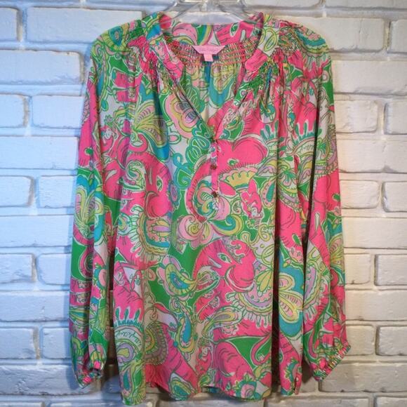 Lilly Pulitzer Elsa Silk Chin Chin Top S - Picture 1 of 5